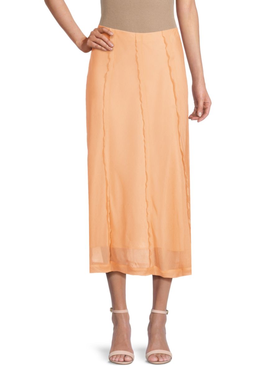 Прозрачная юбка миди с жатым эффектом Vince, цвет Peach Clay
Прозрачная юбка миди с жатым эффектом Vince, цвет Peach Clay