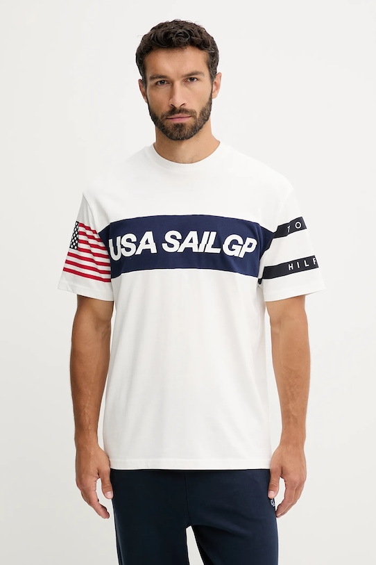 Хлопковая футболка x SAIL GP Tommy Hilfiger, бежевый 
Хлопковая футболка x SAIL GP Tommy Hilfiger, бежевый