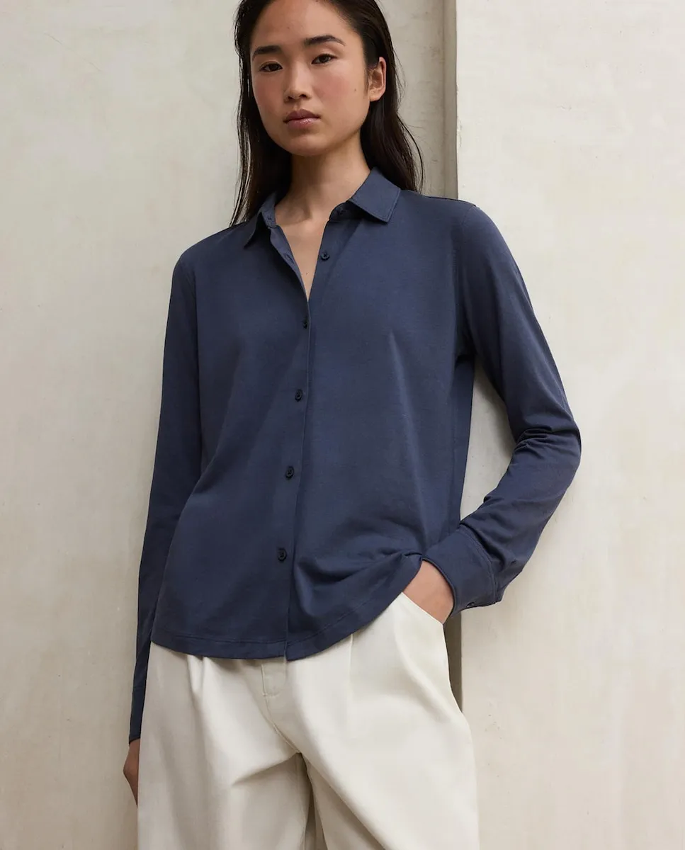 Женская рубашка на пуговицах с отложным воротником Ecoalf, синий
Женская рубашка на пуговицах с отложным воротником Ecoalf, синий