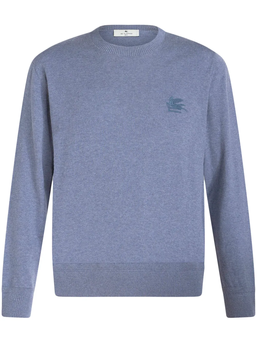 Джемпер тонкой вязки с вышивкой Pegaso ETRO, синий 
Джемпер тонкой вязки с вышивкой Pegaso ETRO, синий