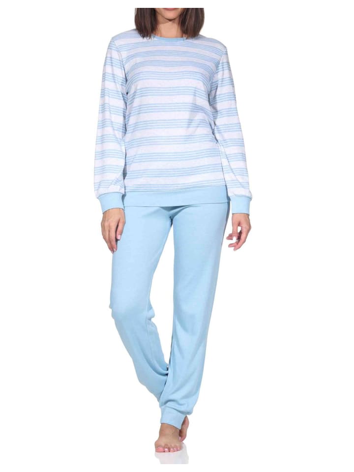 NORMANN Пижама с длинными рукавами из уютного трикотажа интерлок, синего цвета
NORMANN Пижама с длинными рукавами из уютного трикотажа интерлок, синего цвета