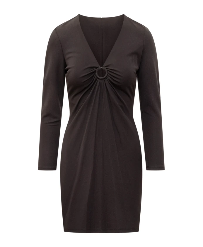 Черное платье с V-образным вырезом и длинными рукавами Michael Kors, черный
Черное платье с V-образным вырезом и длинными рукавами Michael Kors, черный