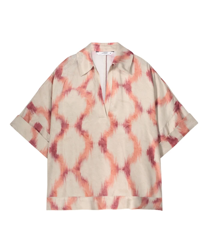 Выцветший топ в стиле икат с короткими рукавами Summum Woman, розовый
Выцветший топ в стиле икат с короткими рукавами Summum Woman, розовый