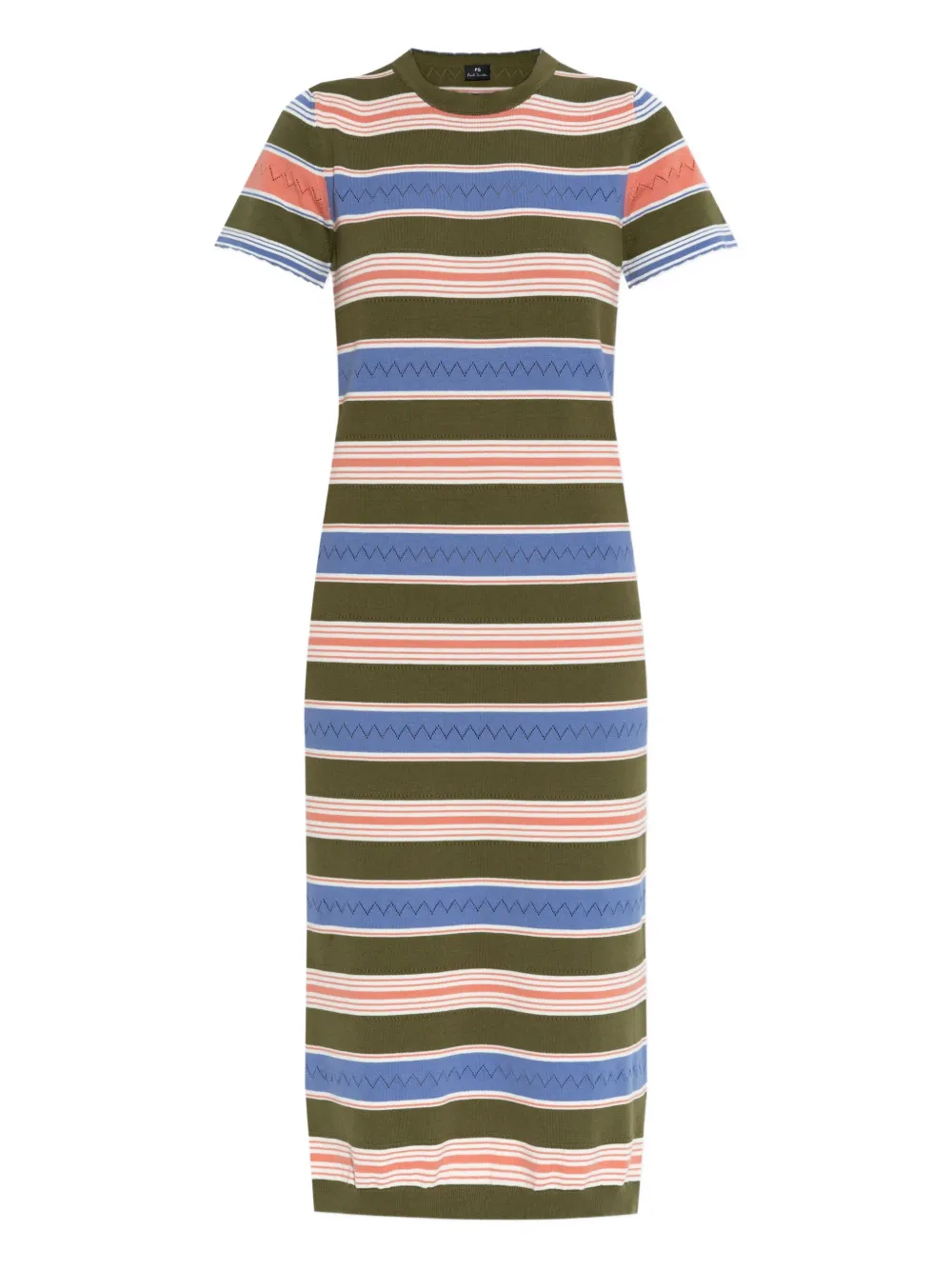 Полосатое платье с короткими рукавами PS Paul Smith, зеленый 
Полосатое платье с короткими рукавами PS Paul Smith, зеленый