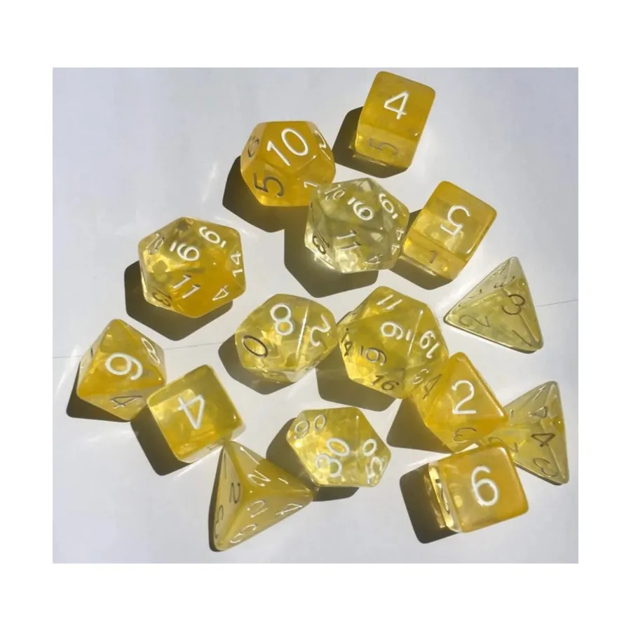 Многогранные игральные кости — медово-лимонный с белыми цифрами (15), Game Dice - Diffusion (Role 4 Initiative)
Многогранные игральные кости — медово-лимонный с белыми цифрами (15), Game Dice - Diffusion (Role 4 Initiative)