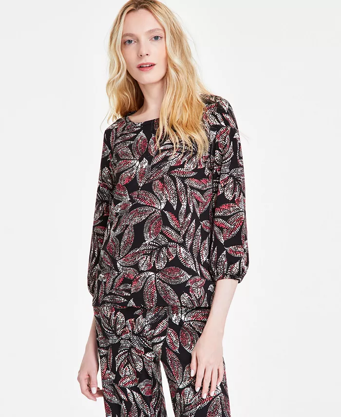 Женский топ из крепа с принтом «Мосс» на пуговицах на плечах Jones New York, мультиколор 
Женский топ из крепа с принтом «Мосс» на пуговицах на плечах Jones New York, мультиколор