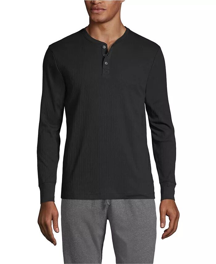 Мужская трикотажная пижама в рубчик Henley Lands' End, черный
Мужская трикотажная пижама в рубчик Henley Lands' End, черный