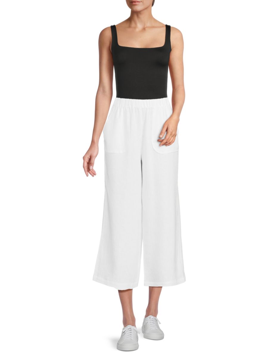 Укороченные брюки свободного кроя из 100% льна Saks Fifth Avenue, белый
Укороченные брюки свободного кроя из 100% льна Saks Fifth Avenue, белый