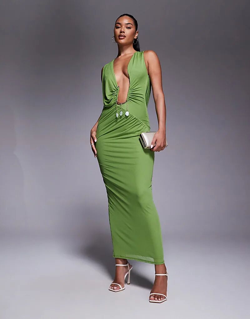 Платье миди с сетчатой отделкой на талии и драпировкой ASOS DESIGN зеленого цвета
Платье миди с сетчатой отделкой на талии и драпировкой ASOS DESIGN зеленого цвета