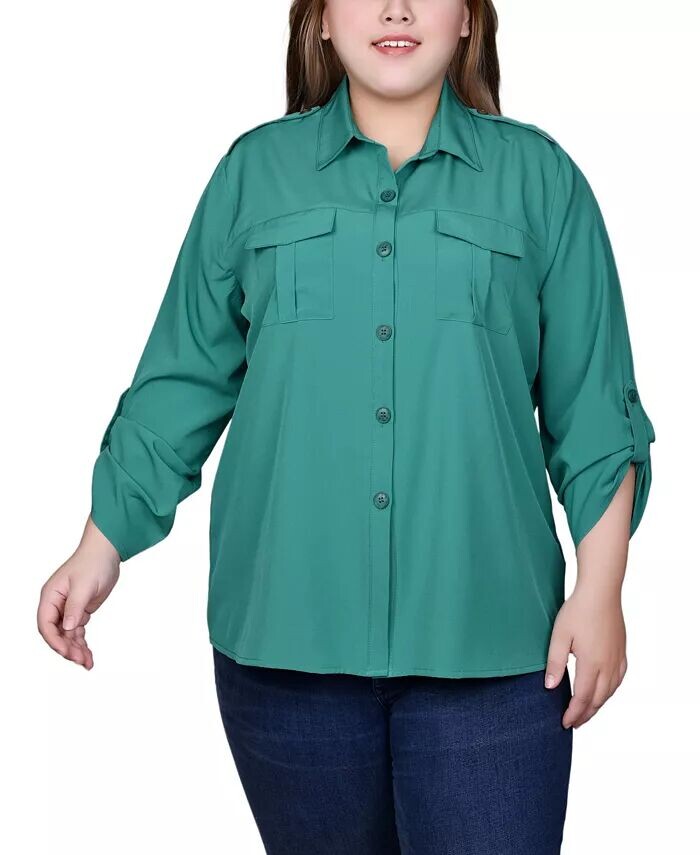 Блузка больших размеров с рукавами 3/4 и язычками на подкладке NY Collection, зеленый
Блузка больших размеров с рукавами 3/4 и язычками на подкладке NY Collection, зеленый