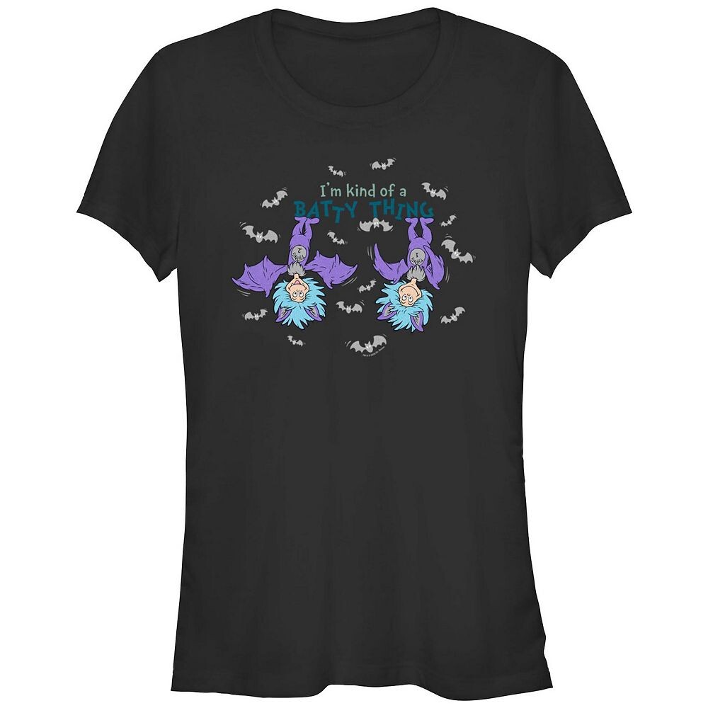 Футболка с рисунком «Доктор Сьюз» для юниоров «Thing 1 And Thing 2 I’m Kind Of A Batty Thing» Licensed Character, черный
Футболка с рисунком «Доктор Сьюз» для юниоров «Thing 1 And Thing 2 I’m Kind Of A Batty Thing» Licensed Character, черный