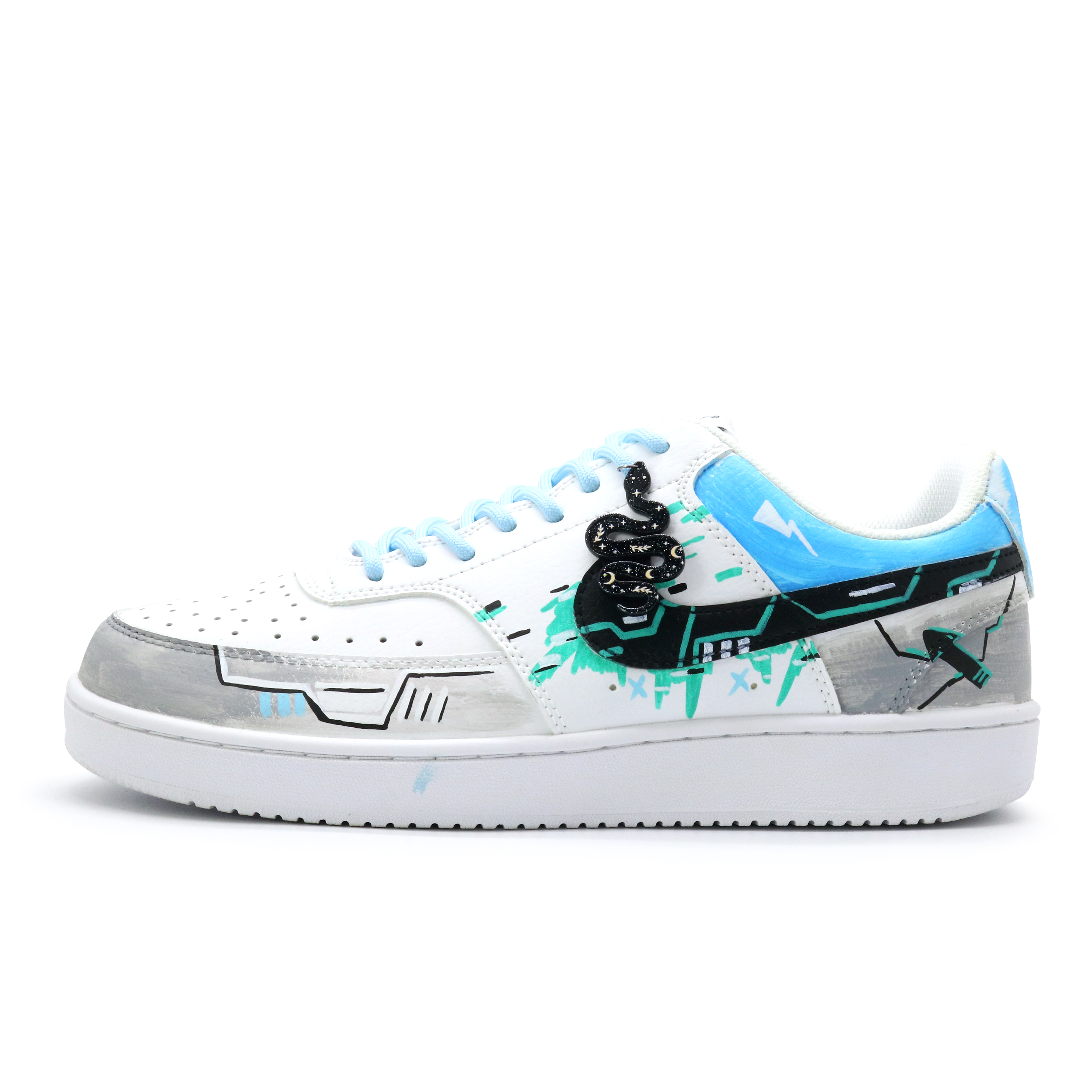 Nike Кроссовки для скейтбординга Court Vision 1 Low Top, мужские, белые, синие 
Nike Кроссовки для скейтбординга Court Vision 1 Low Top, мужские, белые, синие