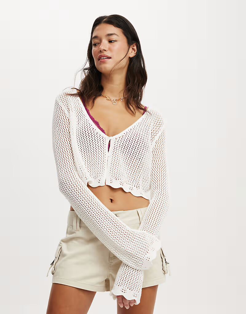 Кардиган из хлопка на пуговицах спереди цвета фарфора Cotton:On 
Кардиган из хлопка на пуговицах спереди цвета фарфора Cotton:On