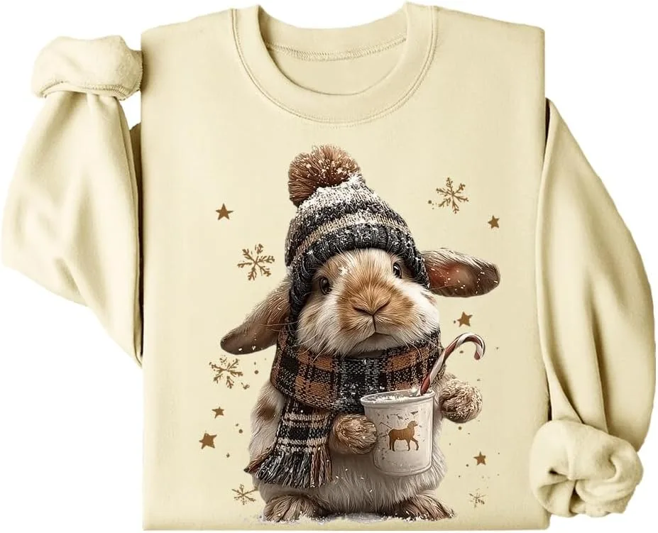 Свитшот с кроликом и какао для зимы SIMJEW
Свитшот с кроликом и какао для зимы SIMJEW