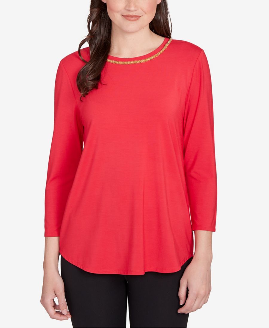 Укороченный трикотажный топ с вырезом-лодочкой и декором Ruby Rd, Cherry
Укороченный трикотажный топ с вырезом-лодочкой и декором Ruby Rd, Cherry