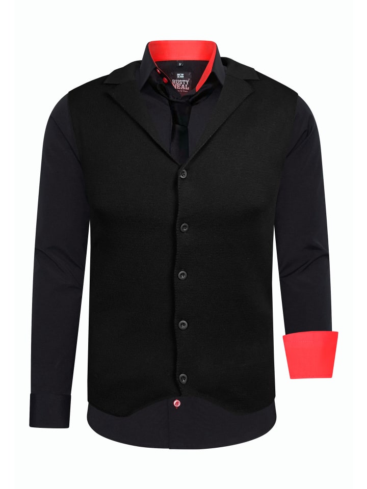 Комплект из 3 предметов: рубашка с жилетом и галстуком, черный / красный Rusty Neal
Комплект из 3 предметов: рубашка с жилетом и галстуком, черный / красный Rusty Neal