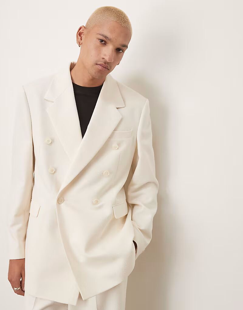 Двубортный свободный удлиненный пиджак ASOS DESIGN кремового фактуры
Двубортный свободный удлиненный пиджак ASOS DESIGN кремового фактуры
