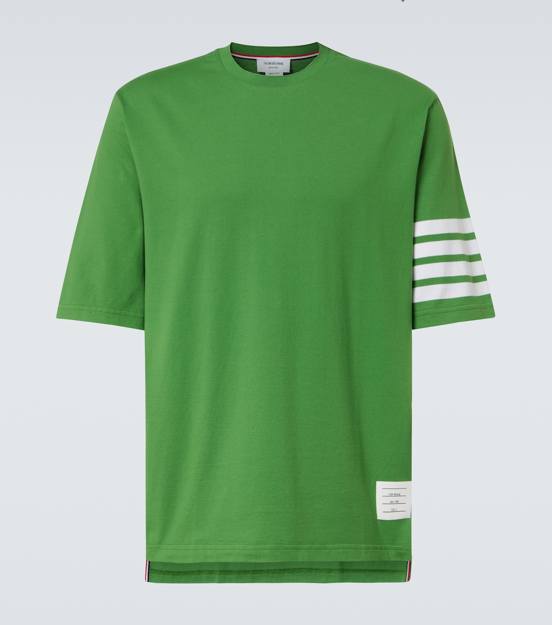 Футболка из хлопкового джерси с 4-полосным принтом Thom Browne, Lt Green
Футболка из хлопкового джерси с 4-полосным принтом Thom Browne, Lt Green