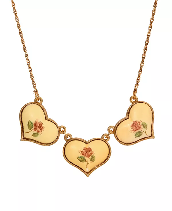 Эмалевое ожерелье-воротник в форме нескольких сердец 2028, multi