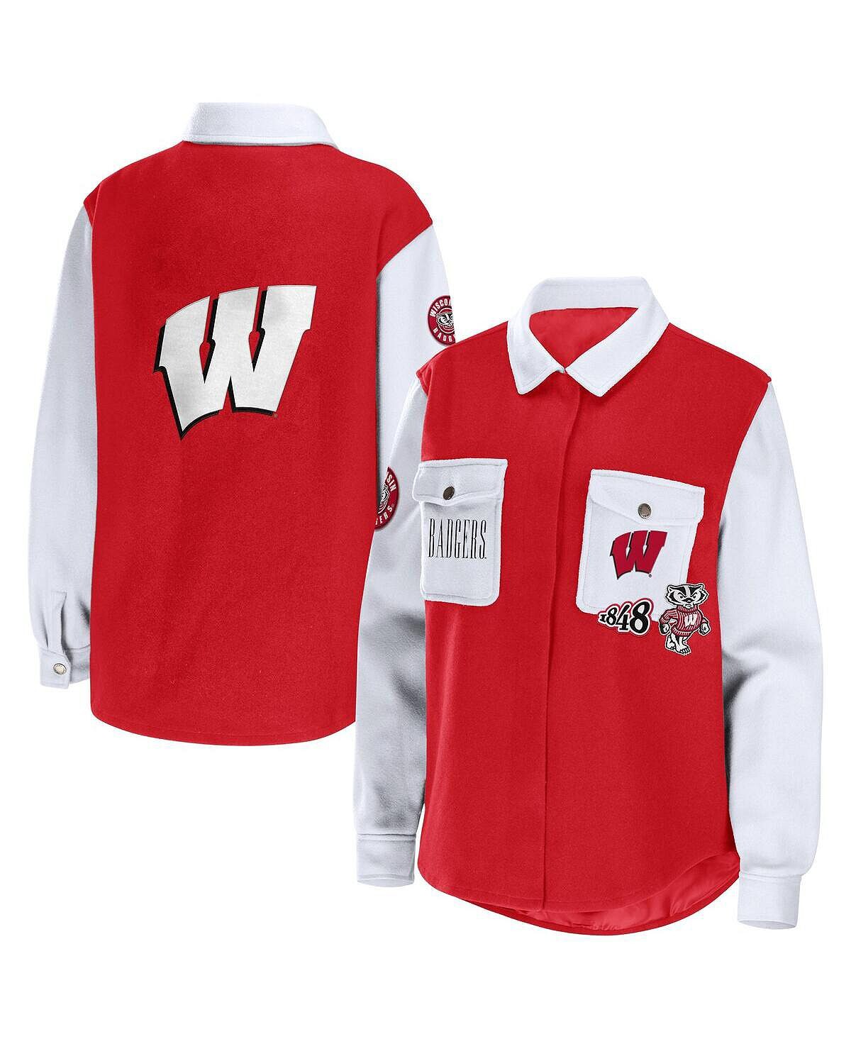 Женская куртка-рубашка на пуговицах Red Wisconsin Badgers WEAR by Erin Andrews, красный 
Женская куртка-рубашка на пуговицах Red Wisconsin Badgers WEAR by Erin Andrews, красный