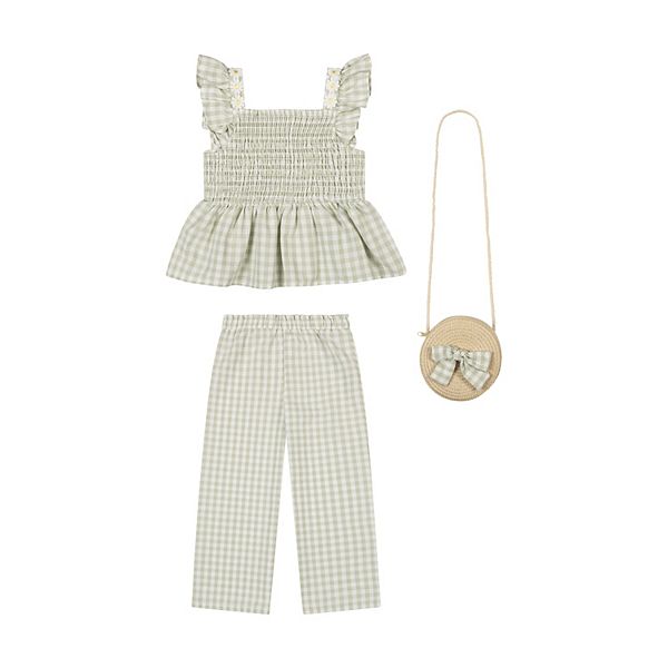 Детский набор для девочек 4-6x: топ с рюшами, шорты-кюлоты и сумочка Little Lass
Детский набор для девочек 4-6x: топ с рюшами, шорты-кюлоты и сумочка Little Lass