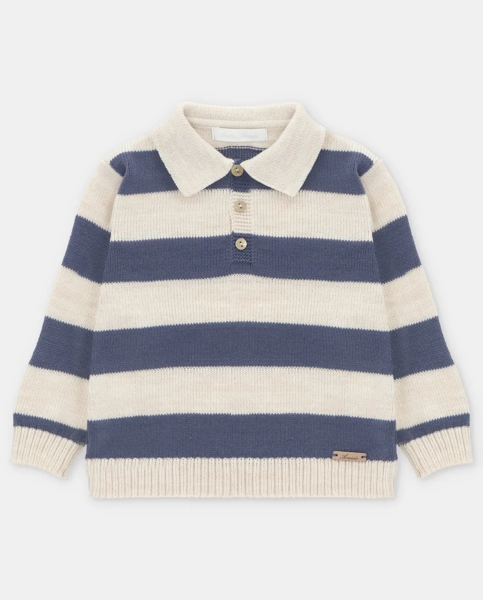 Детский джемпер с воротником поло и синими полосками Martín Aranda
Детский джемпер с воротником поло и синими полосками Martín Aranda