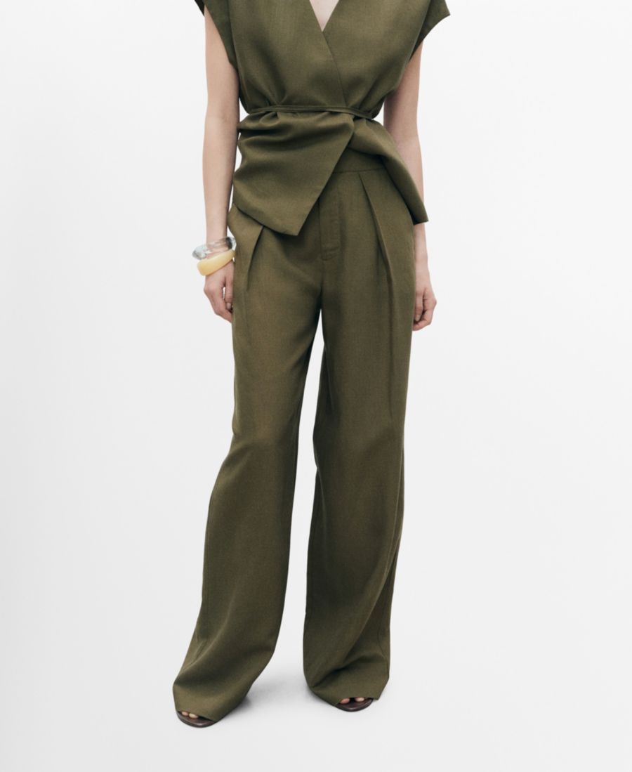 Женские прямые брюки из смесовой льняной ткани MANGO, Khaki
Женские прямые брюки из смесовой льняной ткани MANGO, Khaki