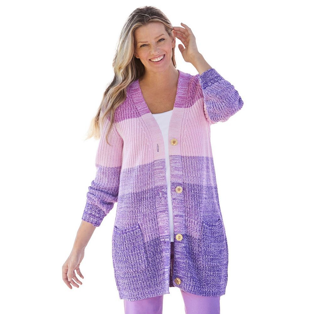 Женщина в женском кардигане с омбре-шейкером больших размеров Woman Within, цвет Purple Orchid Ombre
Женщина в женском кардигане с омбре-шейкером больших размеров Woman Within, цвет Purple Orchid Ombre