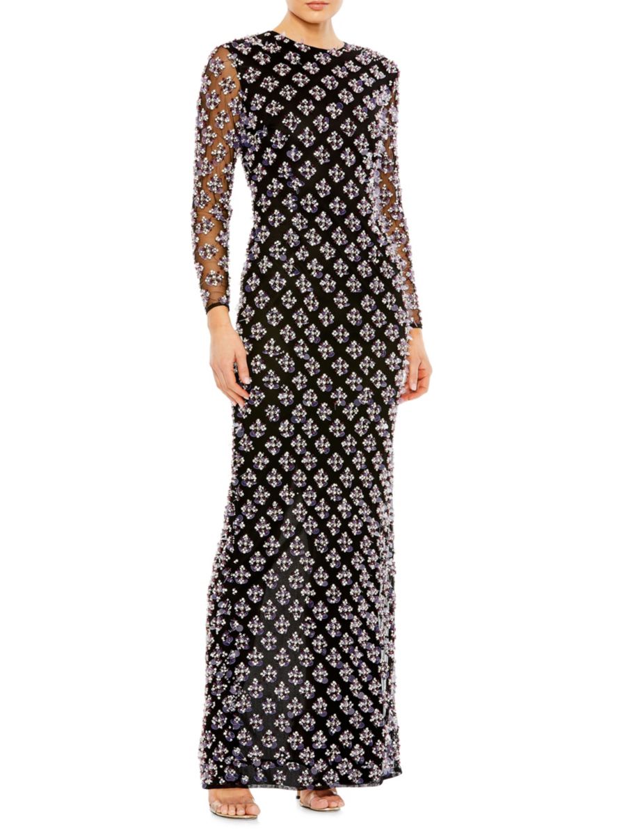 Платье-футляр из сетчатой ткани с бисером Mac Duggal, черный мульти
Платье-футляр из сетчатой ткани с бисером Mac Duggal, черный мульти