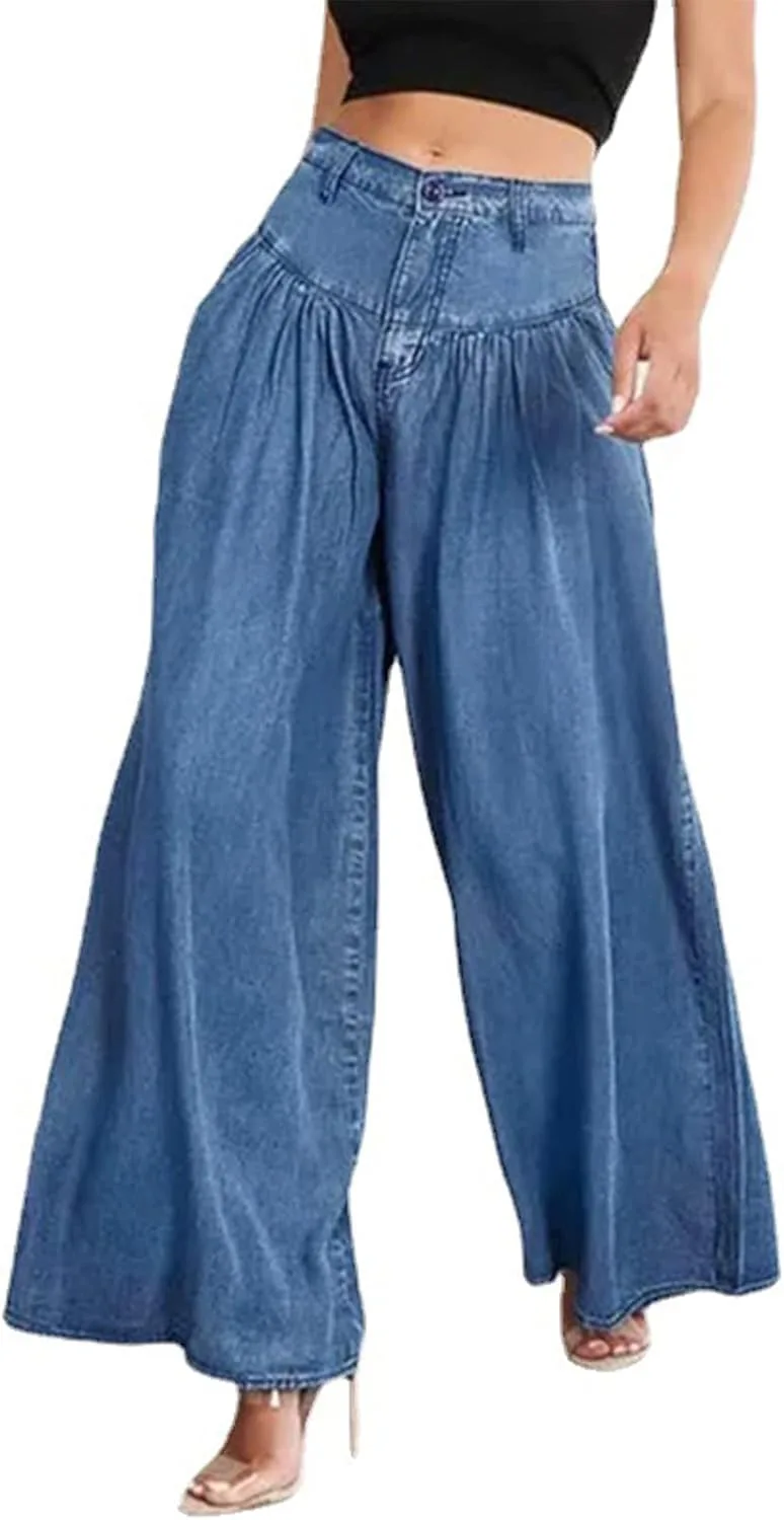 Conshvi Casual джинсы для женщин с высокой талией и широкими штанинами
Conshvi Casual джинсы для женщин с высокой талией и широкими штанинами