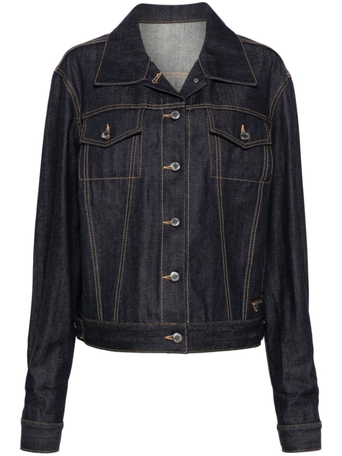 Prada джинсовая куртка с логотипом, синий 
Prada джинсовая куртка с логотипом, синий