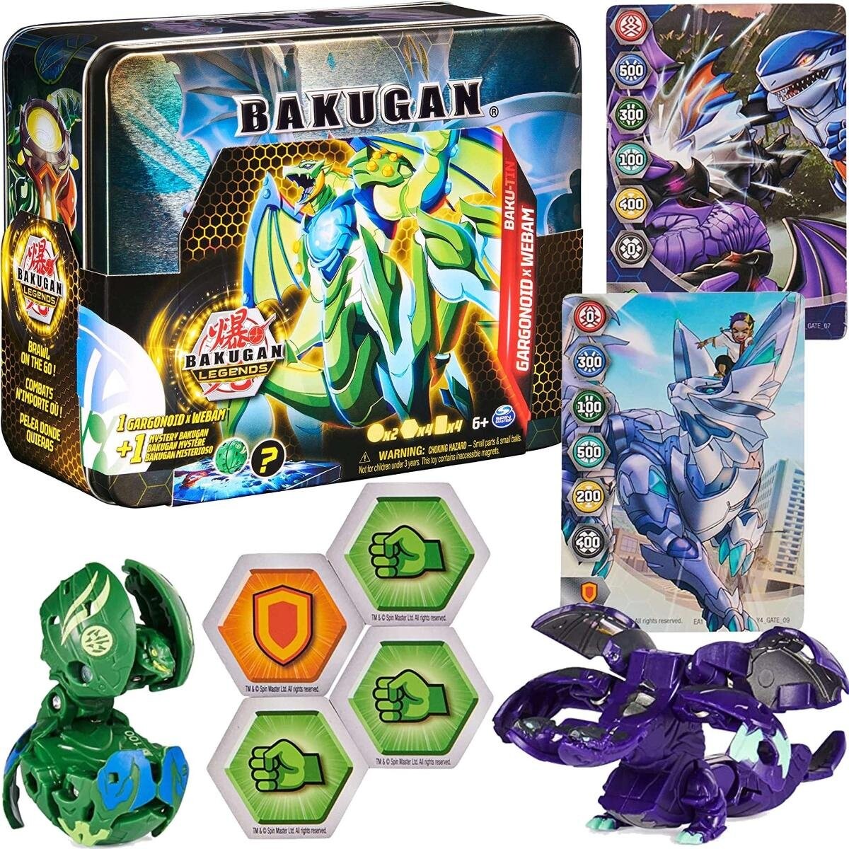 Bakugan Legends Baku-Tin Mystery Box Оловянный контейнер Гаргоноид x Webam + 2 фигурки и карты Spin Master
Bakugan Legends Baku-Tin Mystery Box Оловянный контейнер Гаргоноид x Webam + 2 фигурки и карты Spin Master