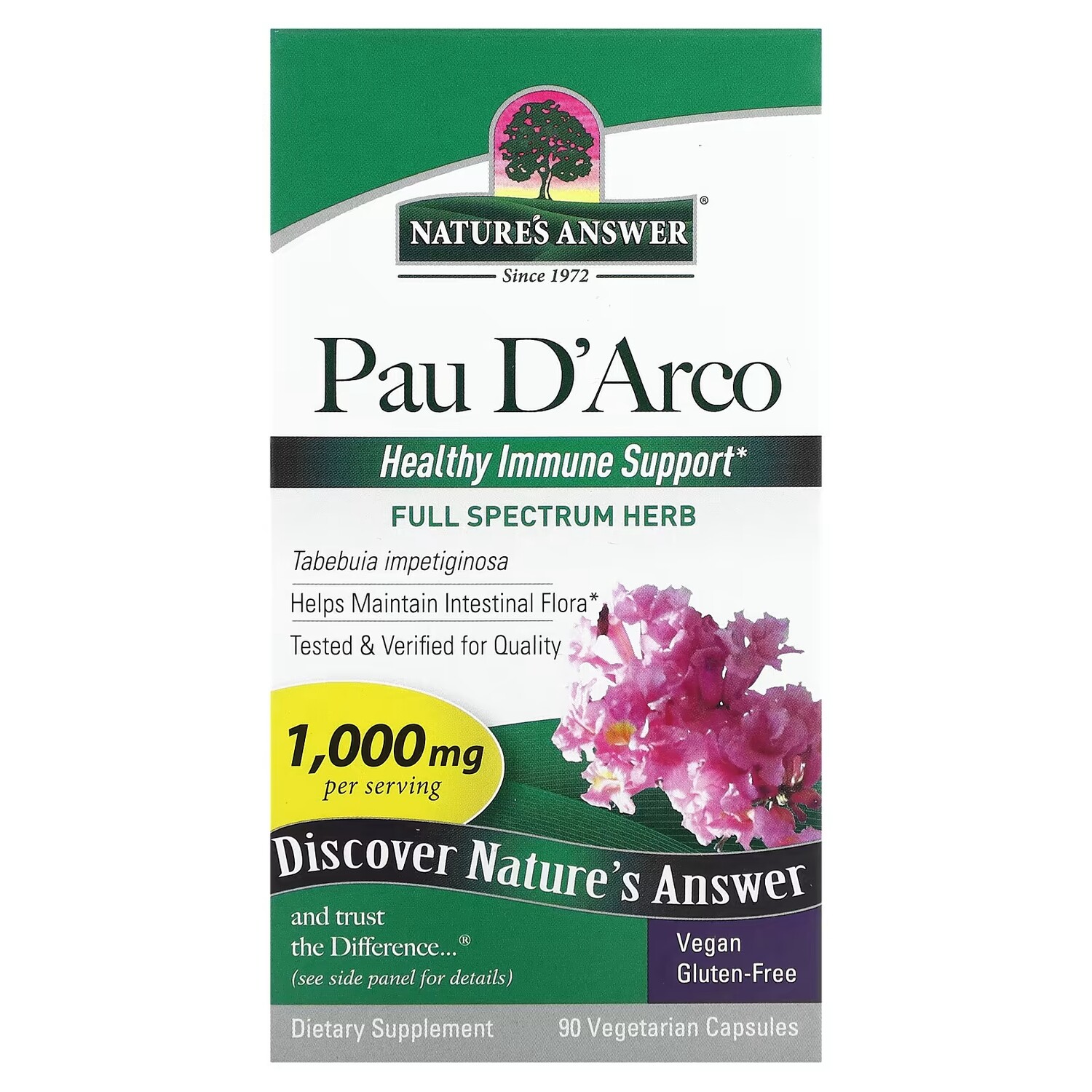 Добавка Nature's Answer Pau D'Arco 1000 мг, 90 капсул
Добавка Nature's Answer Pau D'Arco 1000 мг, 90 капсул