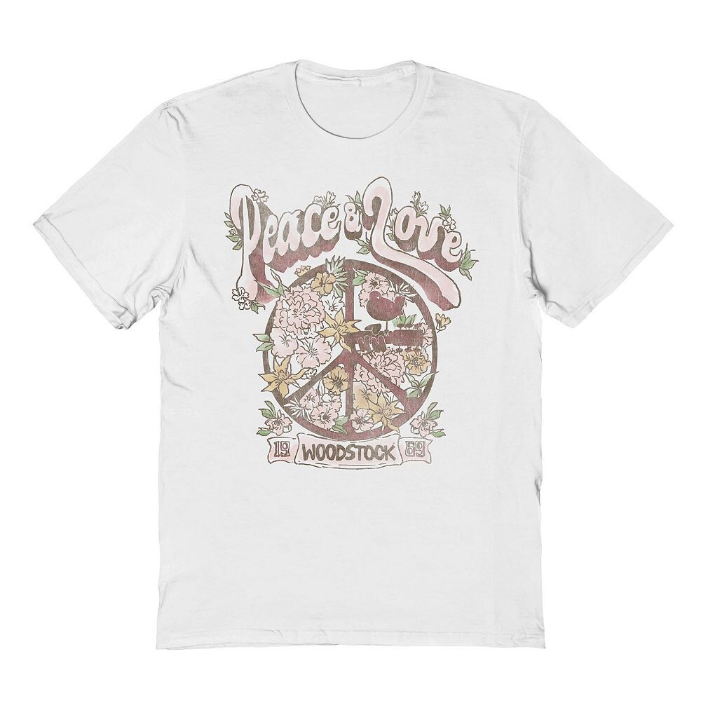 Мужская футболка с рисунком Peace Love Licensed Character, белый 
Мужская футболка с рисунком Peace Love Licensed Character, белый