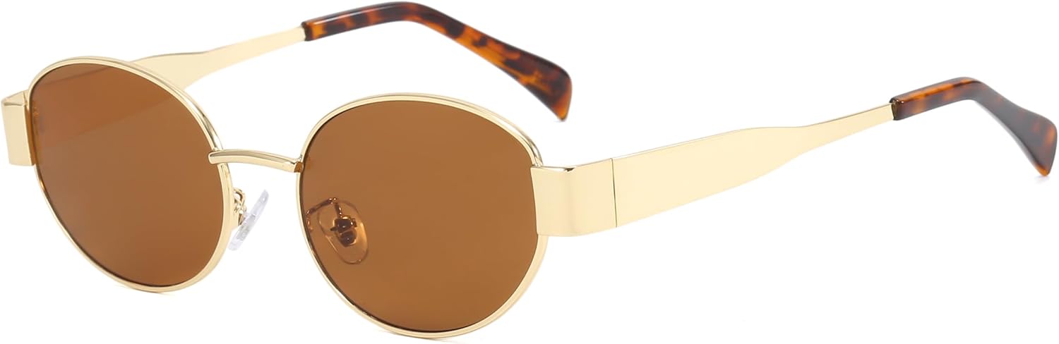 Женские винтажные солнцезащитные очки 90-х годов, маленькие круглые; мужские модные узкие металлические овальные очки с защитой от УФ-излучения UV400 Azoxus, Gold Frame/Brown Lens
Женские винтажные солнцезащитные очки 90-х годов, маленькие круглые; мужские модные узкие металлические овальные очки с защитой от УФ-излучения UV400 Azoxus, Gold Frame/Brown Lens