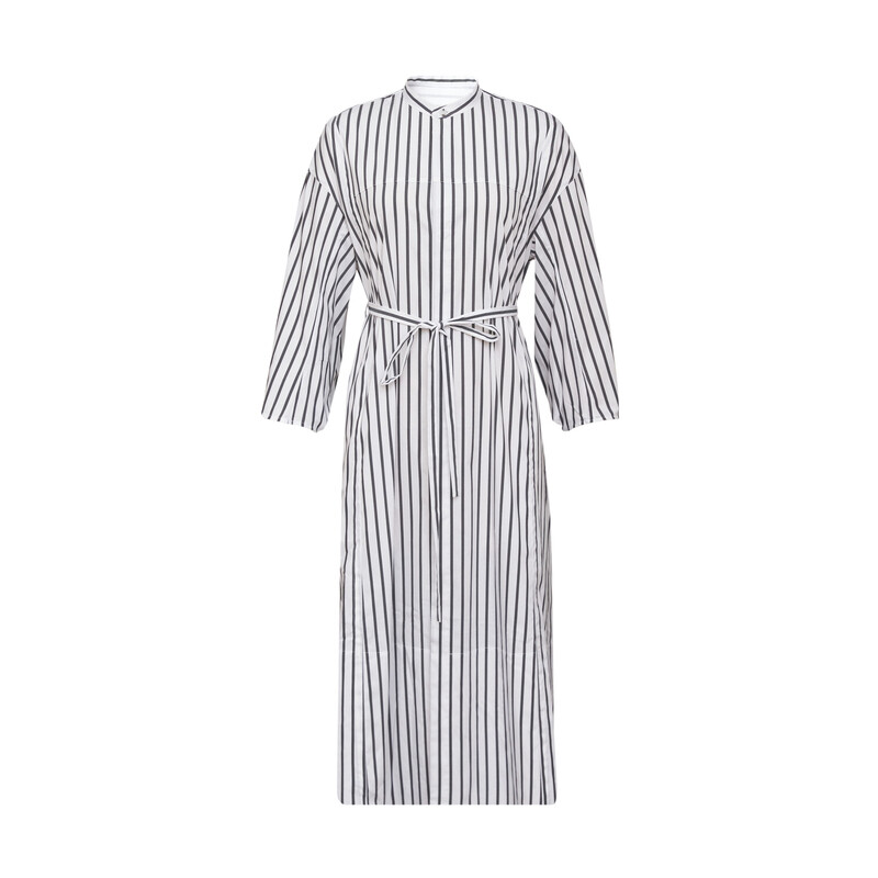 Платье Deep Breath с воротником-стойкой и поясом, зеленые полосы
Платье Deep Breath с воротником-стойкой и поясом, зеленые полосы