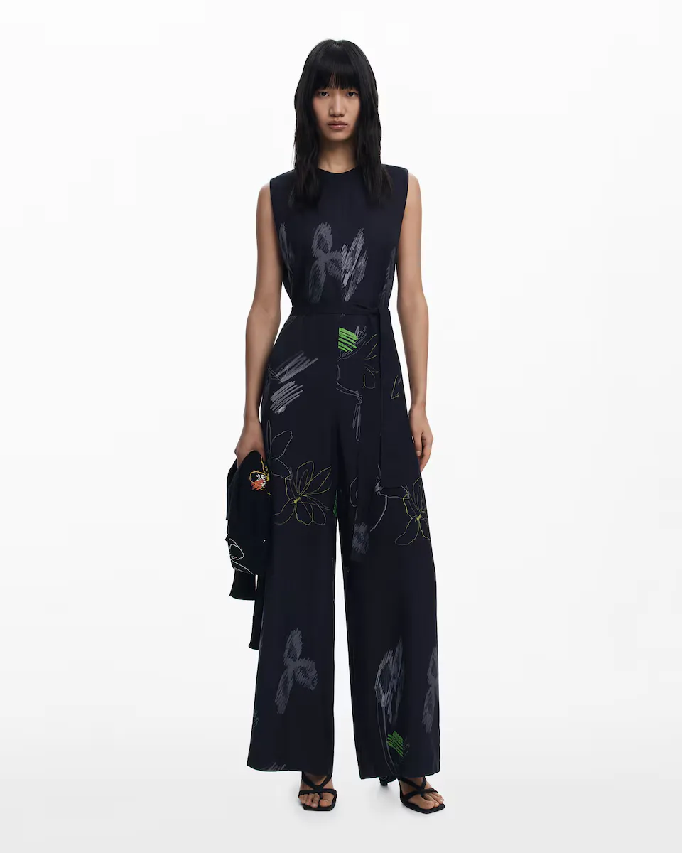 Цветной женский комбинезон с палаццо Desigual, черный 
Цветной женский комбинезон с палаццо Desigual, черный
