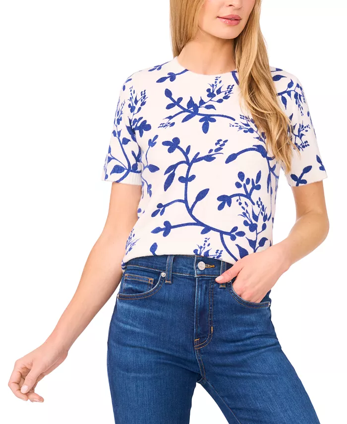 Женский свитер с короткими рукавами и принтом «Виноградная лоза» CeCe, белый
Женский свитер с короткими рукавами и принтом «Виноградная лоза» CeCe, белый