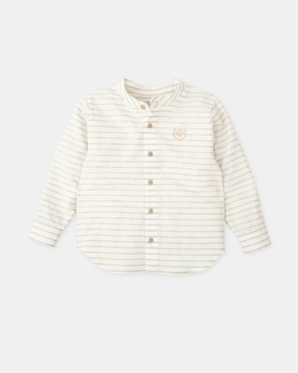 Полосатая рубашка для мальчика с длинными рукавами и воротником Мао Tutto Piccolo, белый
Полосатая рубашка для мальчика с длинными рукавами и воротником Мао Tutto Piccolo, белый