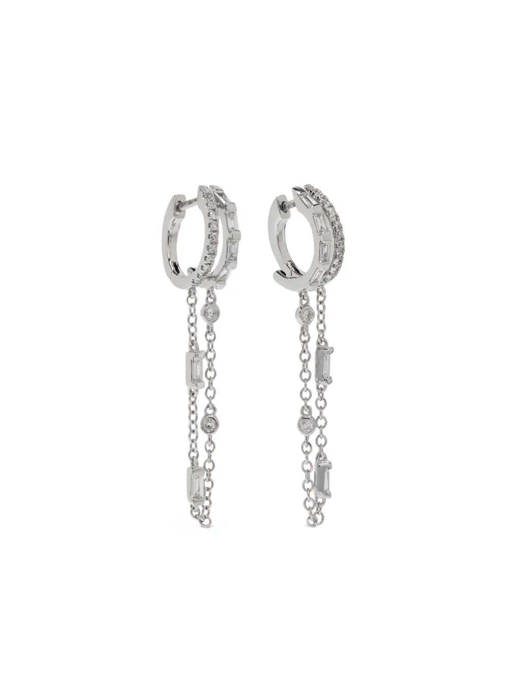 Серьги Diamond Double Mixed Fringe из белого золота SHAY, серебяный 
Серьги Diamond Double Mixed Fringe из белого золота SHAY, серебяный