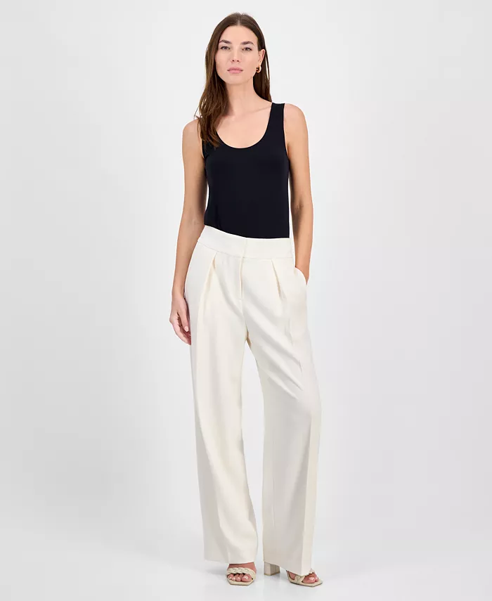 Женские брюки с высокой посадкой, плиссированные и расклешенные из крепа Bar III, белый
Женские брюки с высокой посадкой, плиссированные и расклешенные из крепа Bar III, белый