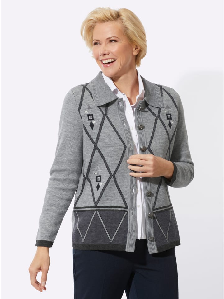 Жаккардовый кардиган цвета каменно-серый меланж WITT WEIDEN
Жаккардовый кардиган цвета каменно-серый меланж WITT WEIDEN