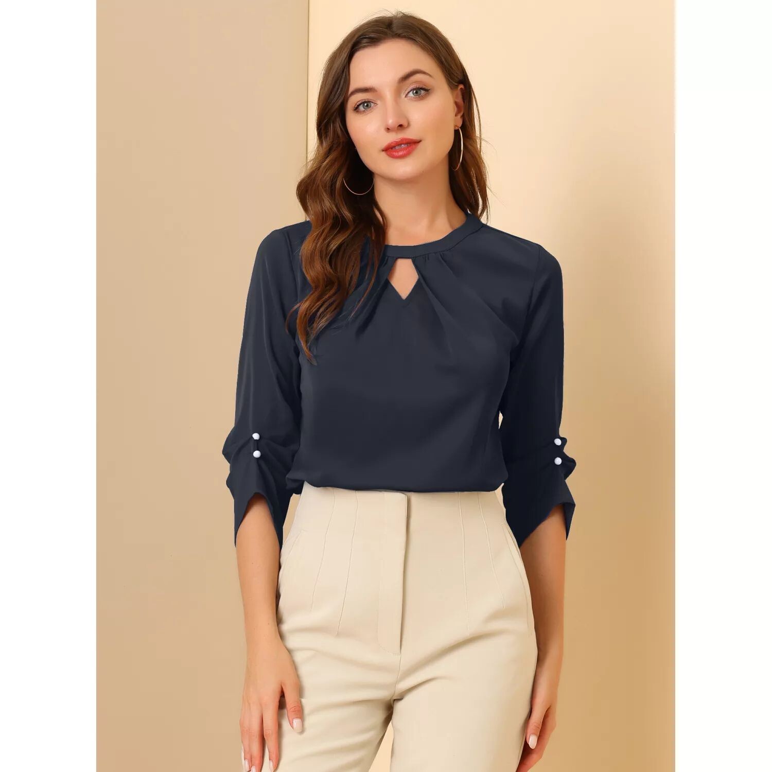 Женская офисная плиссированная рубашка с рукавами 3/4 и рюшами спереди, шифоновая блузка ALLEGRA K, белый
Женская офисная плиссированная рубашка с рукавами 3/4 и рюшами спереди, шифоновая блузка ALLEGRA K, белый