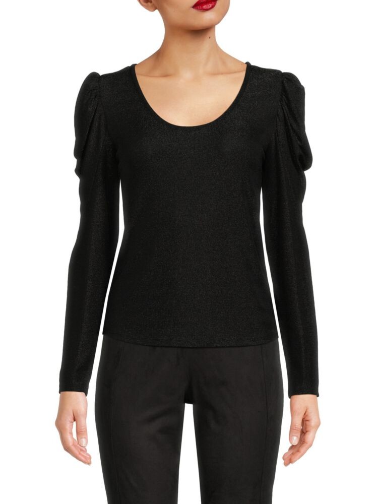 Топ с объемными рукавами и овальным вырезом Dkny, черный 
Топ с объемными рукавами и овальным вырезом Dkny, черный