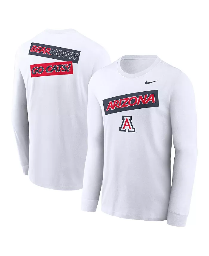 Мужская белая классическая футболка с длинным рукавом Arizona Wildcats Two-Hit Location Nike
Мужская белая классическая футболка с длинным рукавом Arizona Wildcats Two-Hit Location Nike