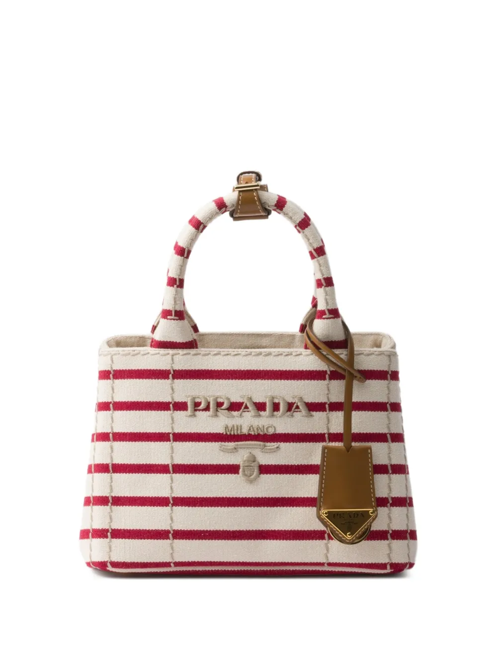 Мини-сумка из канваса в полоску Prada, нейтральный
Мини-сумка из канваса в полоску Prada, нейтральный