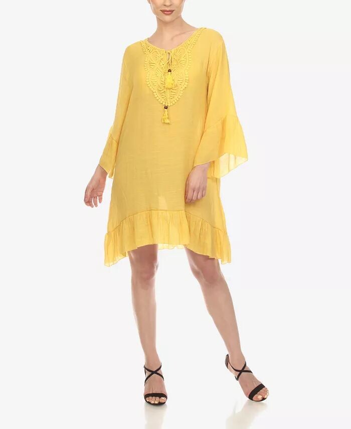 Женское прозрачное вязаное крючком платье длиной до колена White Mark, желтый
Женское прозрачное вязаное крючком платье длиной до колена White Mark, желтый