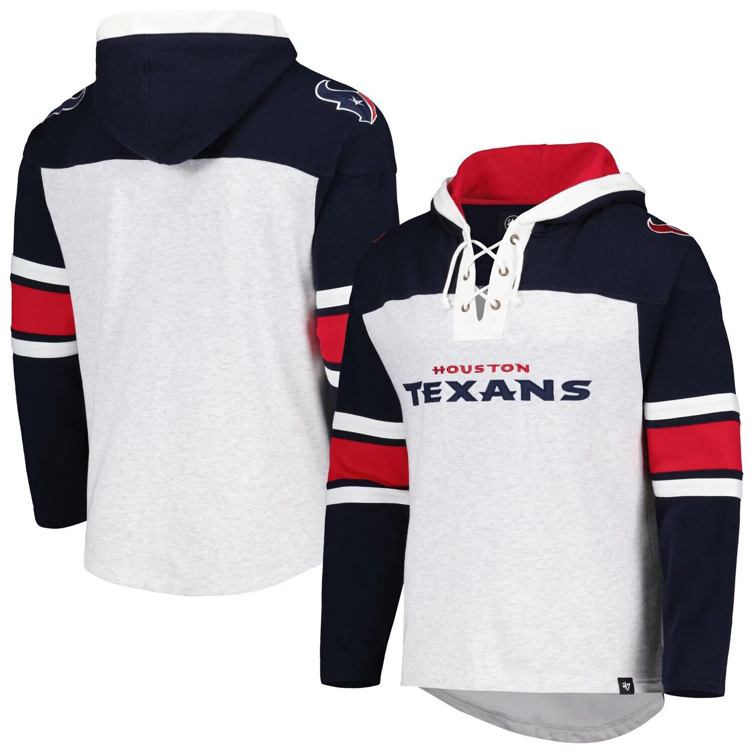 Мужской пуловер на шнуровке с капюшоном '47 Houston Texans Heather Grey Gridiron с капюшоном
Мужской пуловер на шнуровке с капюшоном '47 Houston Texans Heather Grey Gridiron с капюшоном
