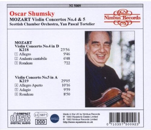 CD диск Mozart / Shumsky / Tortelier: Mozart VLN Ctos 4 & 5
CD диск Mozart / Shumsky / Tortelier: Mozart VLN Ctos 4 & 5