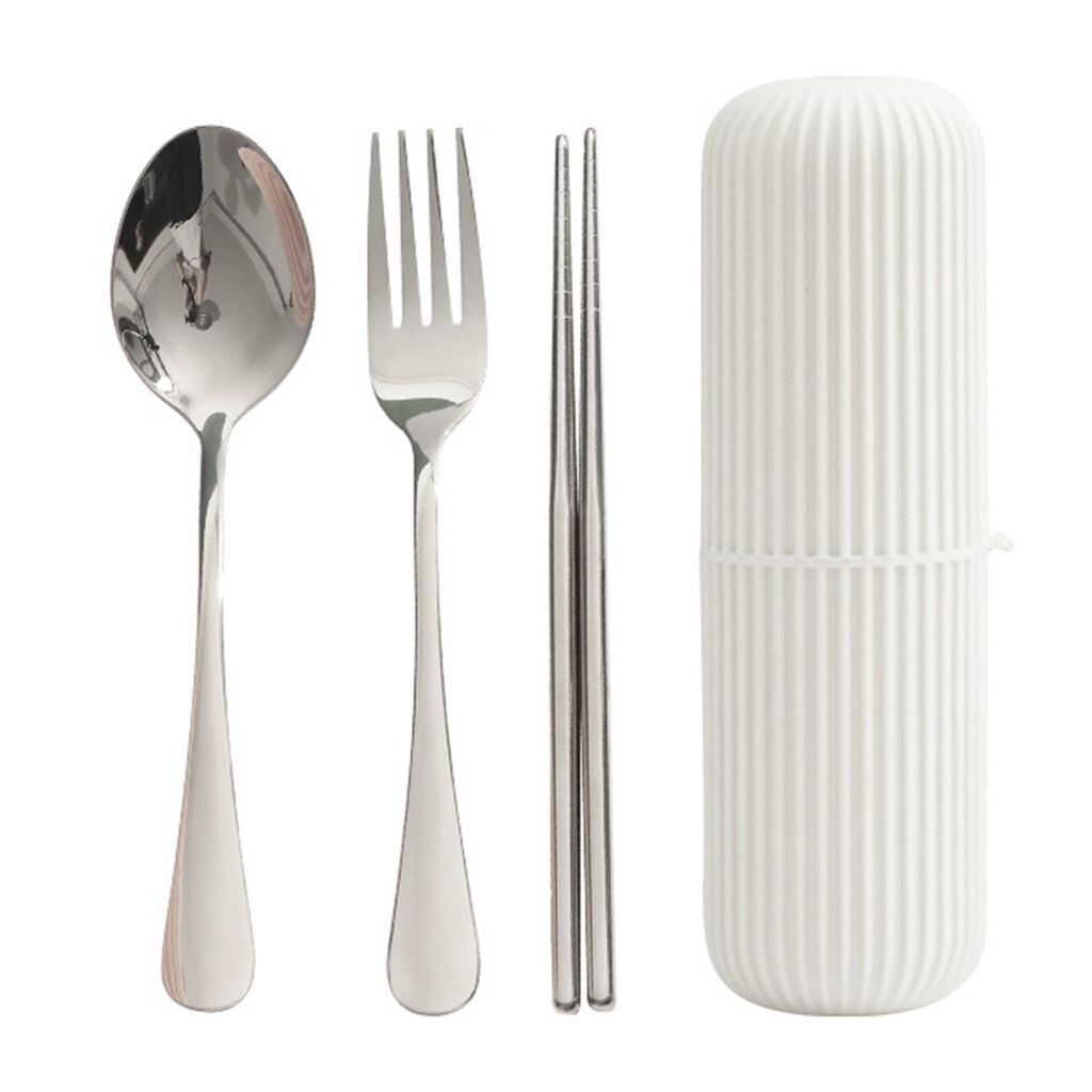 Хранение посуды на открытом воздухе из нержавеющей стали с набором палочек для еды вилкой, ложкой-серебристый + белый Hameb, мультиколор 
Хранение посуды на открытом воздухе из нержавеющей стали с набором палочек для еды вилкой, ложкой-серебристый + белый Hameb, мультиколор
